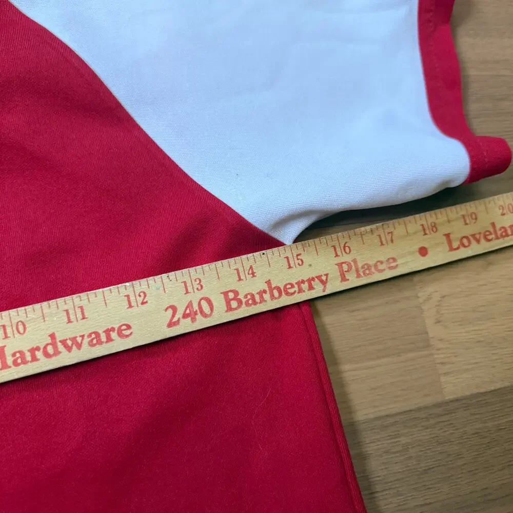 Youth Kids Boys Vintage 80's Delong Van's Candy Red Baseball Jersey Shirt Sz L